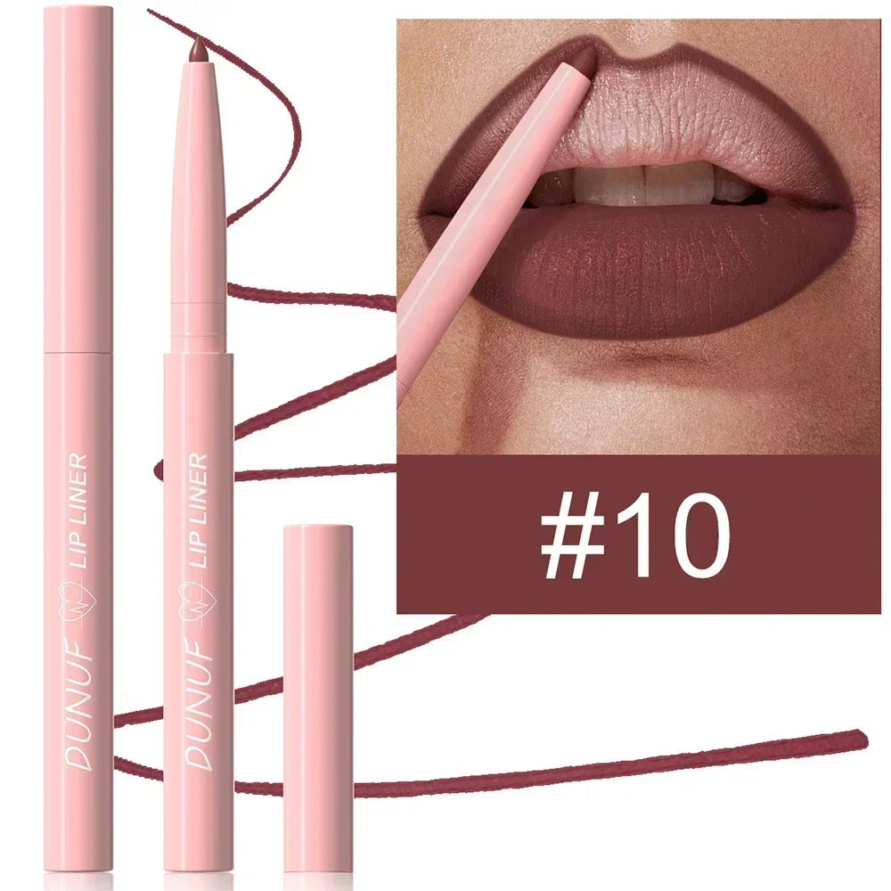 DUNUF 12 Color Velvet Matte Lipliner Pencil Waterproof Non-stick Cup Lipstick Nude Pink Lip Liner Outline Lips Contour Makeup
