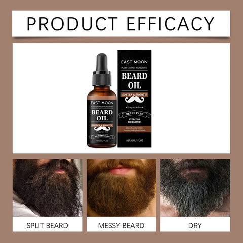 East Moon Men Beard Essential Oil Increase Moisturize Soft Smooth Nourish Thicken For Grooming Hair Facial Care Beard Growth Oil