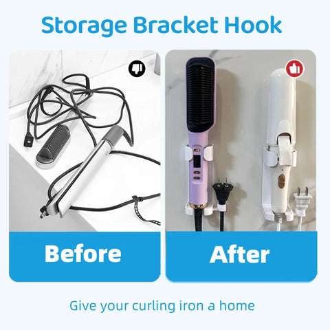 Curling Hair Straightener Holder Curling Tray Hooks Wall Mounted Hair Dryer Organizer Hooks for Bathroom Household Goods