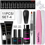 Poly Nail Gel Set for Extension Nails, Long Lasting, Natural-looking, Strong Builder Enhancement for Salon Manicure DIY at Home