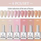 AS 6pcs Color Nail Gel Polish Kit Jelly Pink TPO FREE HEMA FREE Self Leveling Nude Natural Pink Nail Varnish Manicure Set