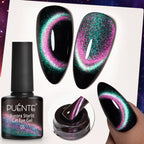PUENTE 7.5ML Sparkling Pinkish Purple Laser Cat Magnetic Gel Nail Polish Holographic Rainbow Effect Soak Off UV Nail Art Varnish