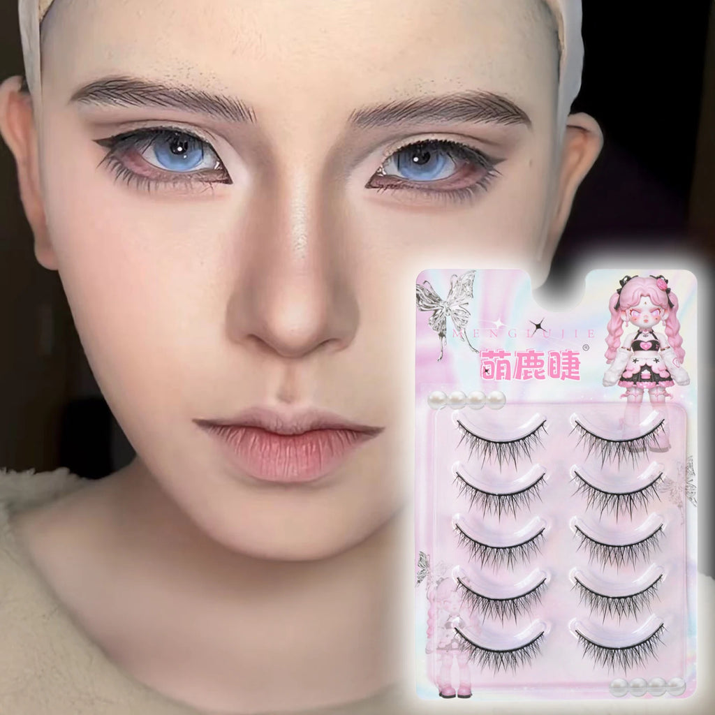 Strips False Eyelashes Full Strip Hard Stem Baby Straight Fish Tail fake eyelash Natural lashes for Double Eyelid Cosplay