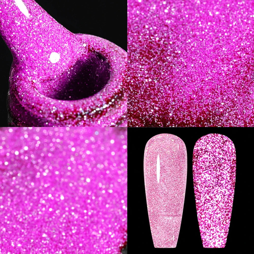 Gold Metallic Painting Nail Gel Liner Polish,3D Metal Mirror Effect Paint Drawing Nail Gel Build-in Brush Soak Off UV Chrome Gel