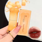 PINKCOCO Bear Doodle Mirror Lip Glaze — Long-Lasting Shiny Lip Gloss, Student-Friendly, Skin-Brightening Nude Lipstick