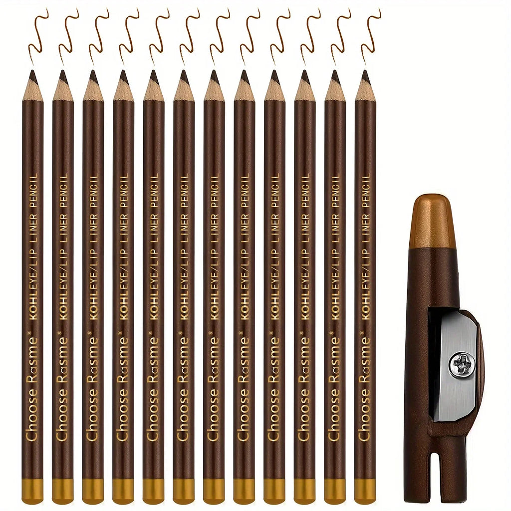 12pcs black/borwn/dark brown eyebrow pencil sharpener Eyebrow Pencil with Sharpener eyebrow line lasting