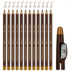 12pcs black/borwn/dark brown eyebrow pencil sharpener Eyebrow Pencil with Sharpener eyebrow line lasting