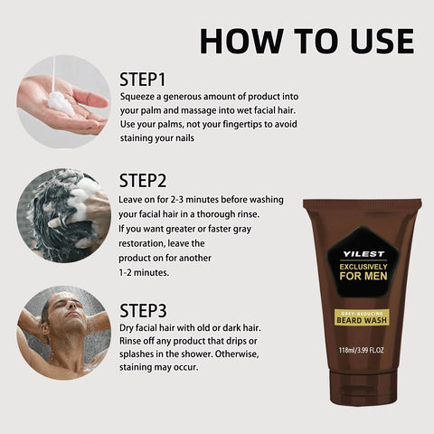 Men's Beard Cleaning Liquid, Specially for Men, Makes Beard Thick and Strong, Removes Gray, Men's Beard Dye