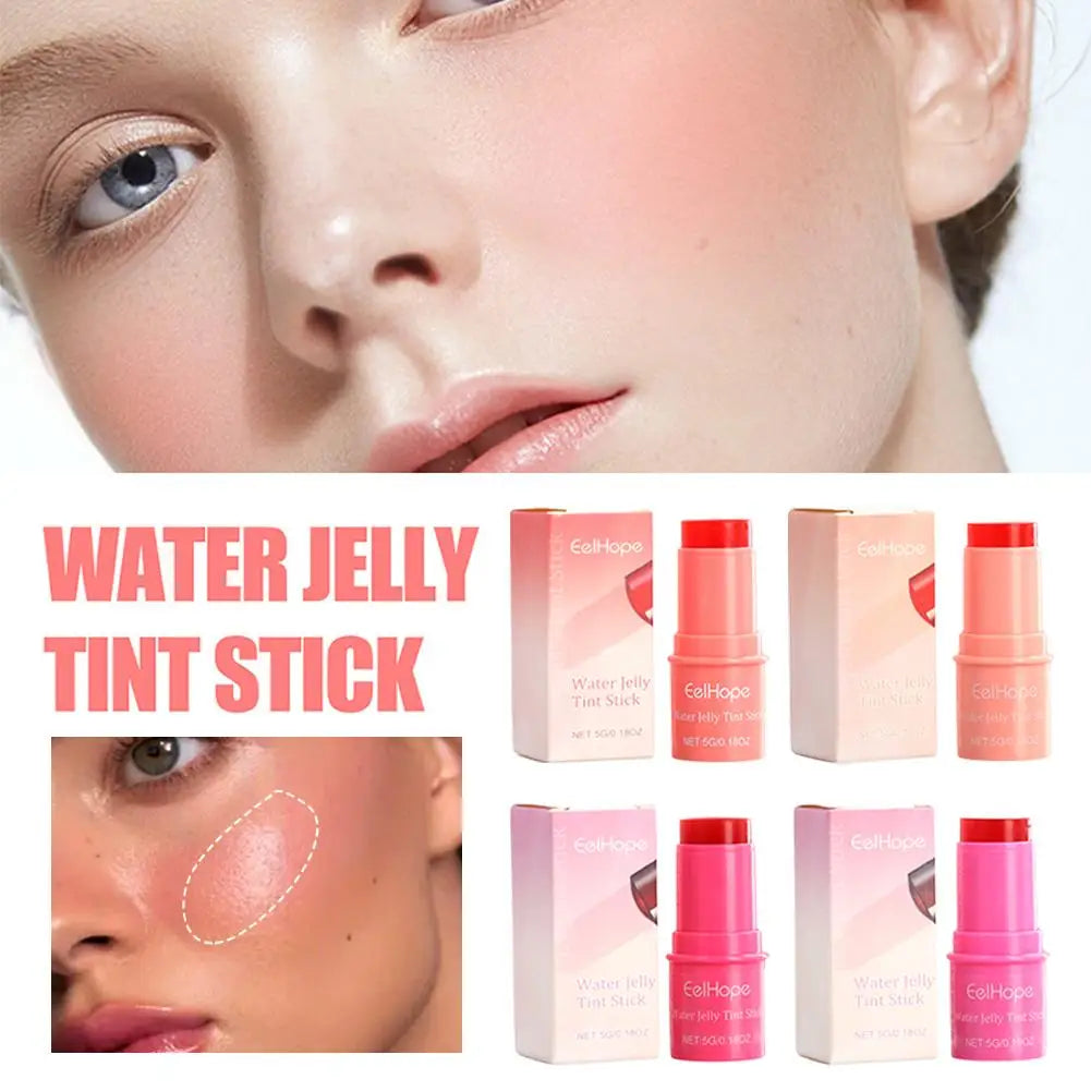 Cooling Water Jelly Tint Stick 3 In 1 Cheek Lip Tinted Matte Stick Blush Cheek Moistured Contour Makeup Lip Eyes Cream Brig R4W4