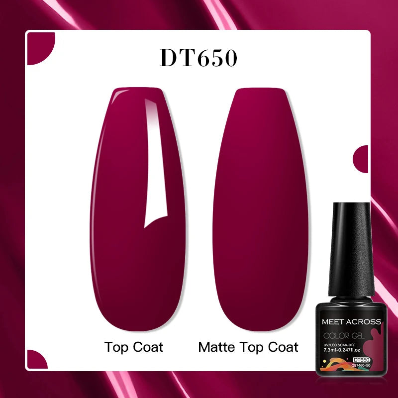 MEET ACROSS 7ml Red Blue Green Metallic Gel Nail Polish Super Bright Mirror Effect Semi Permanent LED UV Gel Nail Art Varnish