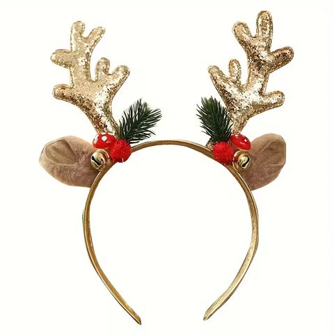 1 /2 pieces of Christmas antlers with cute deer ears hairband party holiday hair accessories Christmas gifts.