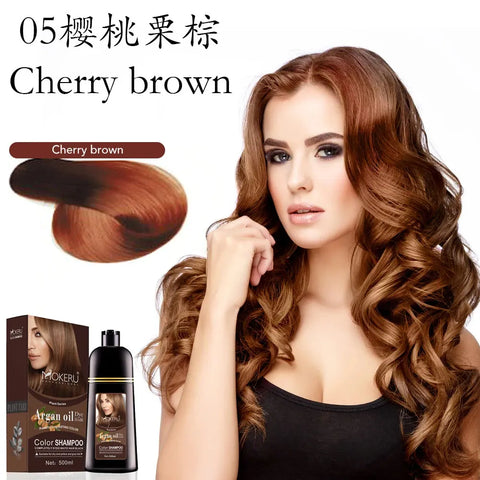 Mokeru Natural Organic Brown Hair Color Permanent Hair Coloring Shampoo Long Lasting Hair Dye Shampoo For Women Professional Dye