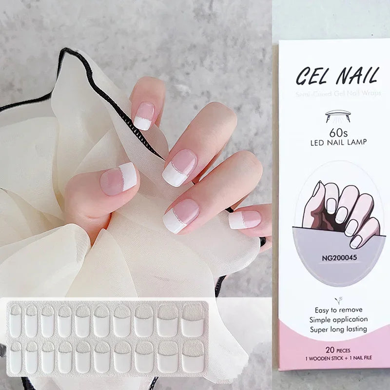 Leopard Semi-Cured Gel Nail Strips Simple Transparent Color Adhesive Long Lasting Gel Nail Stickers Harden In UV Lamp Need