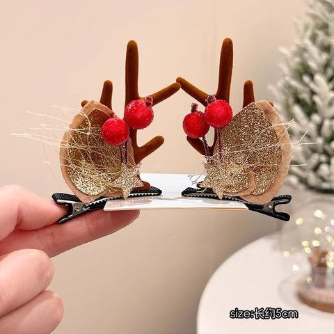 Christmas Hair Accessories 1Pair Cute Cartoon Antler Hair Clips For Women Girls Lovely Hair Ornament Hairpins Barrettes Hairgrip