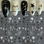 Black Silver Cat Animals Nail Sticker Decals Y2K Charms Cute Dog Cartoon Adhesive Sliders Foils For Manicure Nail Art Decoration