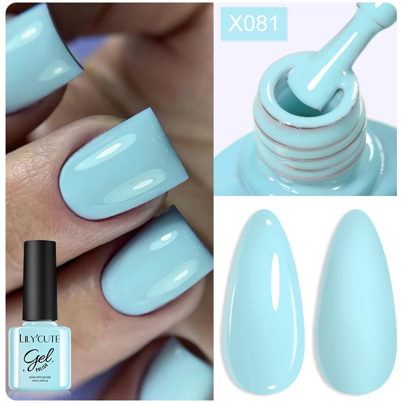 LILYCUTE Nude Crystal Rubber Base Gel Nail Polish Natural Color Semi Permanent UV Gel Soak Off Self Leveling Nail Gel Varnishes