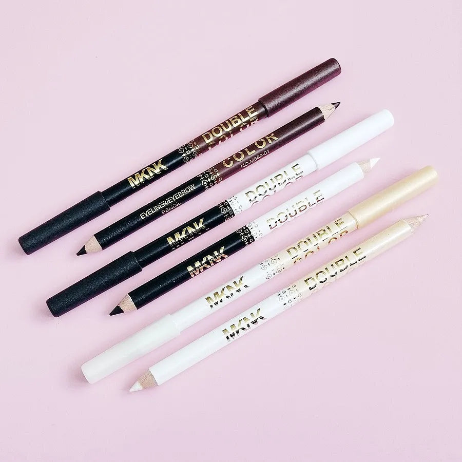 Two-Color Wooden Eyeliner Pencil Smooth Matte Black White Gel Eye Liner Pen Dual-use Pearlescent Silkworm Highlight Shadow Pen