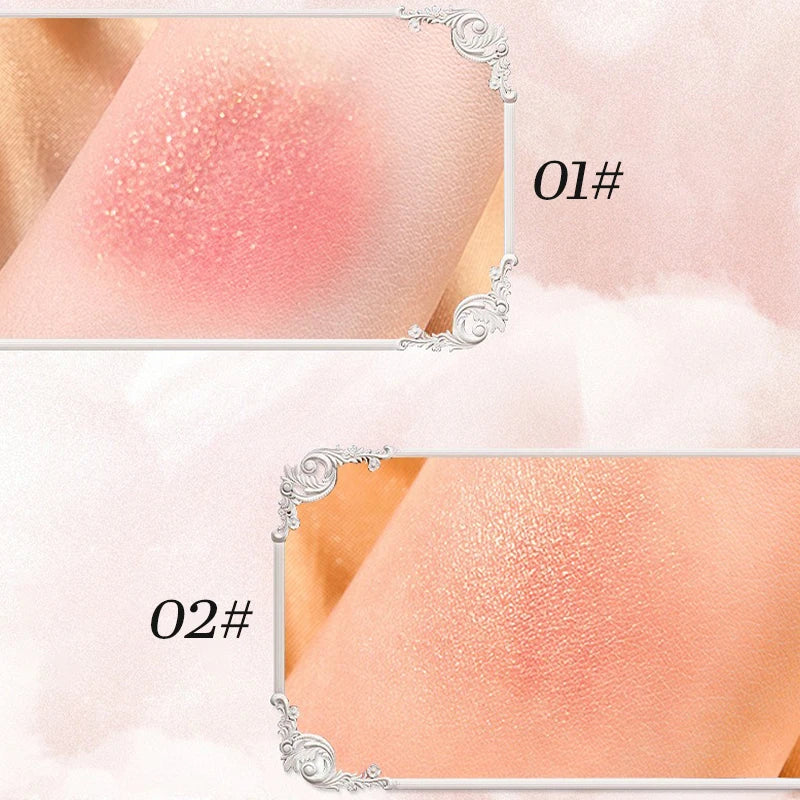3D Orange Highlighter Embossed Blush Palette Long-Lasting Shimmer Powder Pink Coral Rouged For Cheeks Eyes Smooth Cosmetics