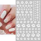 1pcs Sakura Flower 3D Nail Stickers White Cherry Blossom Nail Art Decals Spring Summer Adhesive Slider Decor Wedding Manicure