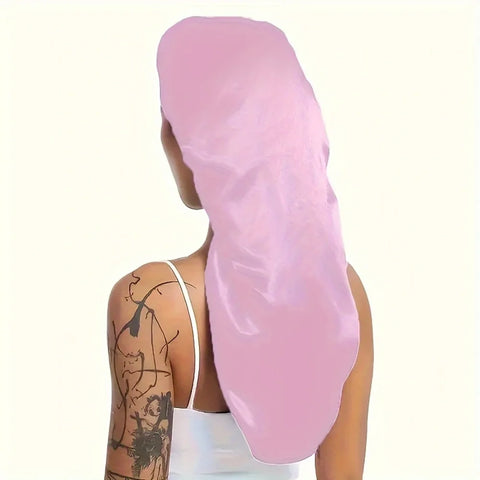 Silky Long Bonnet For Sleeping Solid Color Night Cap For Women Hair Care Tools For Sleeping In Overnight