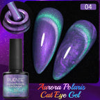 PUENTE 7.5ML Sparkling Pinkish Purple Laser Cat Magnetic Gel Nail Polish Holographic Rainbow Effect Soak Off UV Nail Art Varnish