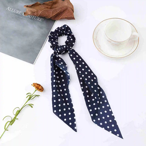 2023 Fashion Print Chiffon Long Ribbon Scrunchies Women Girls Ponytail Scarf Elastic Hair Bands Ties Hair Accessories Wholesale