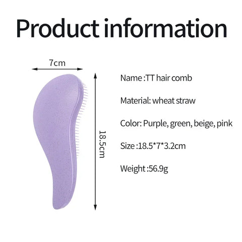 1pcs Magic Detangling Hairbrush Soft Wheat Straw Scalp Massage Comb Anti-static Gentle Grooming Brush Salon Hair Styling Brush