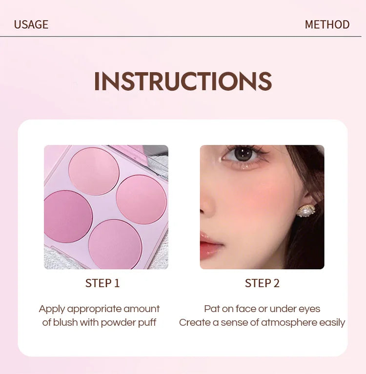 4 Colors Blush Powder Face Makeup Set Mixed Sweet Warm Colors Matte Cheek Powder Facial Beauty Cosmetic Makeup Blush