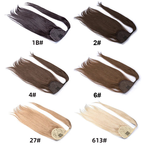 Ponytail Human Hair Straight Brazilian Drawstring Ponytail Remy Human Hair for Women 60g 80g 100g 120g Clip in Hair Extensions