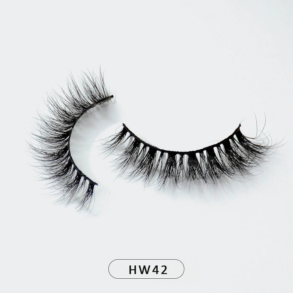 HZJY 10-15mm 3D Real Mink Handmade Crossing Lashes Individual Strip Thick Lash Fake Eyelashes with free paper boxes