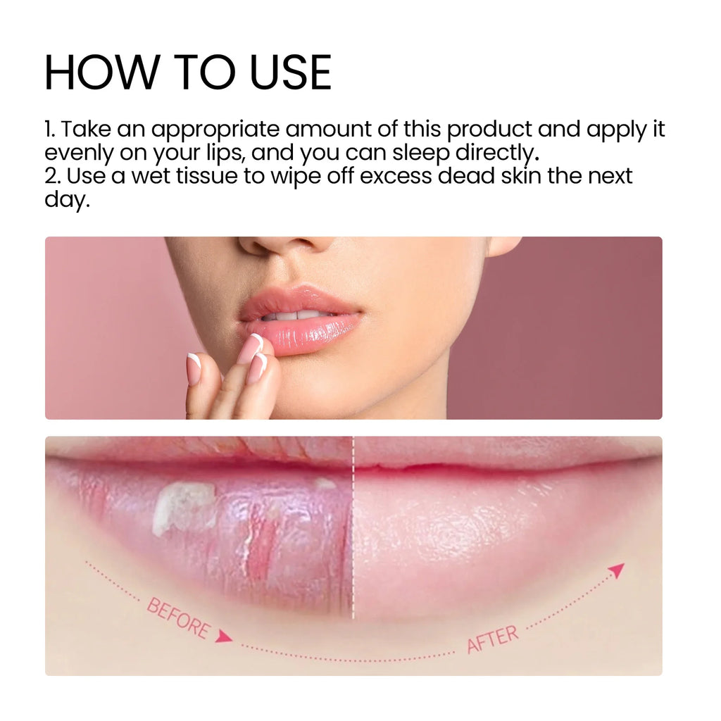 Overnight Lip Sleeping Mask, Hydrating Lip Treatment for Dry Chapped Lips, Exfoliating & Plumping Lip Care