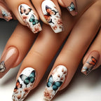 24pcs/set Medium long fake nails for women Spring summer flowers butterfly bee design faux ongles tips press on false nail art