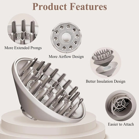 Upgraded Bigger Diffuser Attachment for FlexStyle Hair Dryer, Faster Drying Enhances Natural Curls, Styling Tool for Wavy Curly