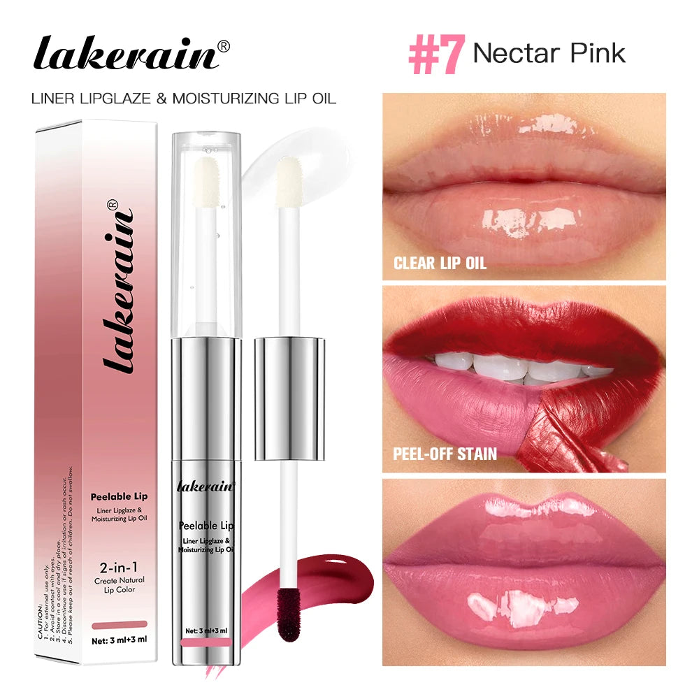 2 In 1 Lip Liner And Lip Gross Double Ended Peel Off Waterproof Matte Nourishing Moisturizing Smudge Proof Lip Tint Cosmetics