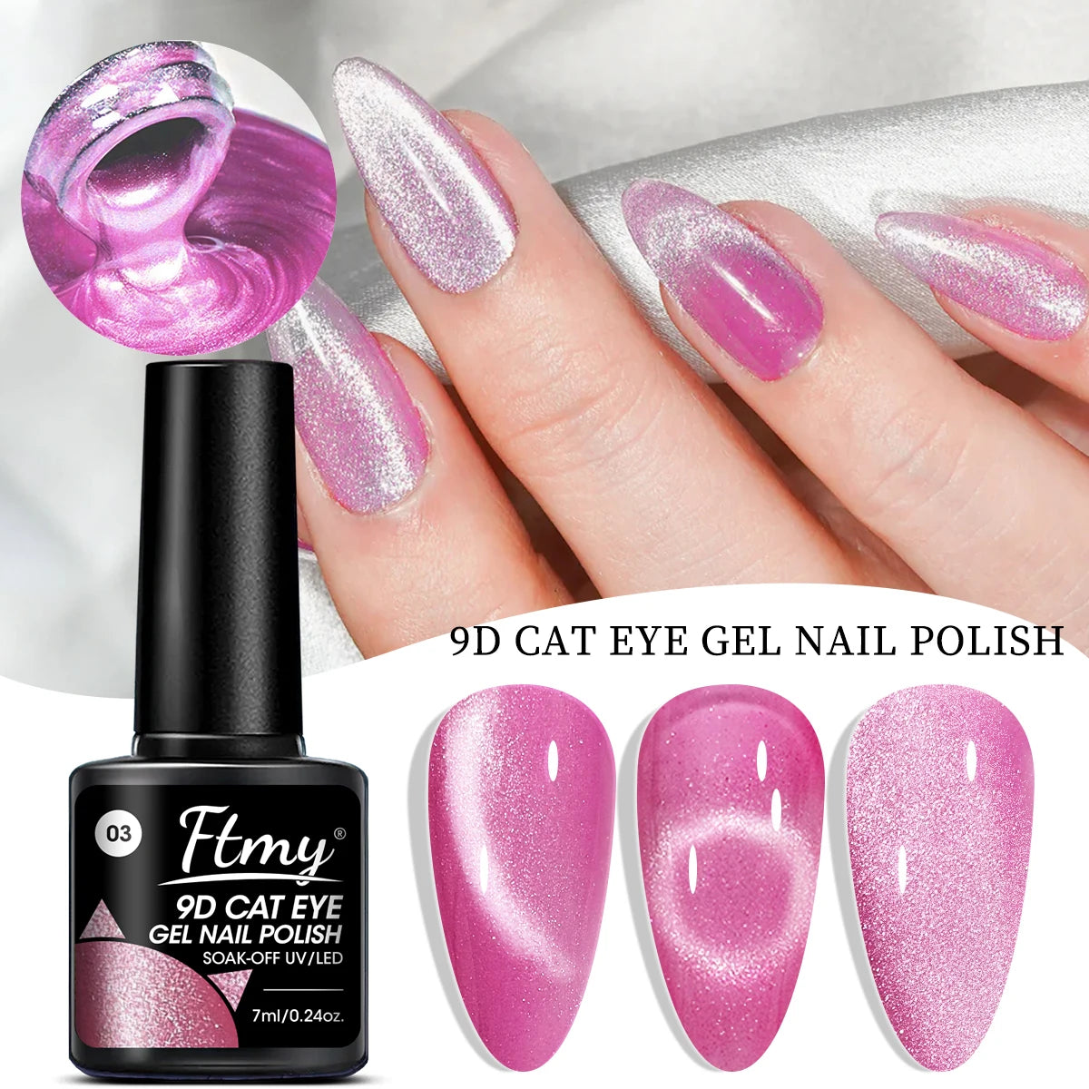 6 Colors Cat'S Eye Magnetic Nail Gel Set, Semi-Permanent UV LED Soak Off Nail Art, Smooth Intense Pigmentation, Odorless, Toxin-