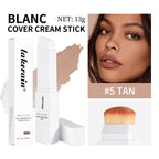 Blanc Cover Cream Stick Changing Foundation Stick Color Changing Foundation with Detachable Brush Hight Coverage Base Makeup