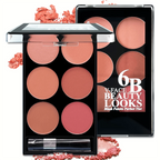 6-color blush and contouring all-in-one palette, pearlescent matte powder makeup palette glitter highlighter brighten palette