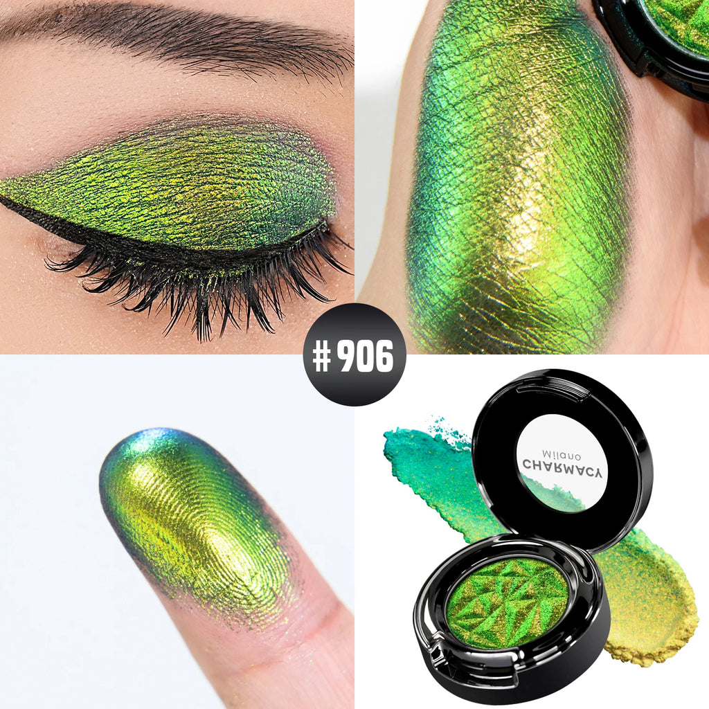 CHARMACY Multichrome Glitter Eyeshadow Set with Primer Long-lasting High Chrome Pigment Eye Shadow Cosmetic Makeup for Women