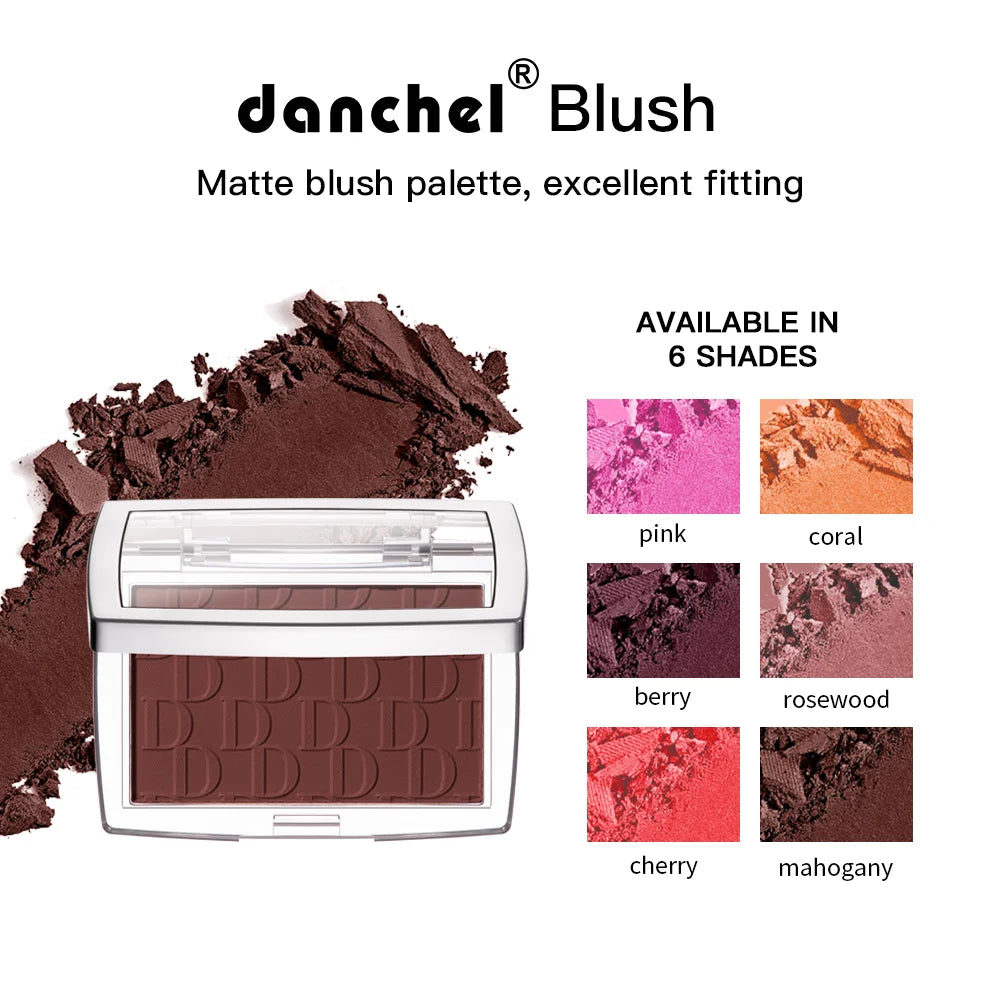 6 Colors Matte Embossed Blush Rosy Blusher Facial Blush Powder High Pigmented Pink Coral Rouged For Cheeks Smooth Cosmetics