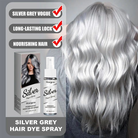 HOEGOA Silver Grey Hair Dye Spray Long-lasting Locking Color Plant Extract Formula Nourishing Roots Hair Care Prevent Dryness