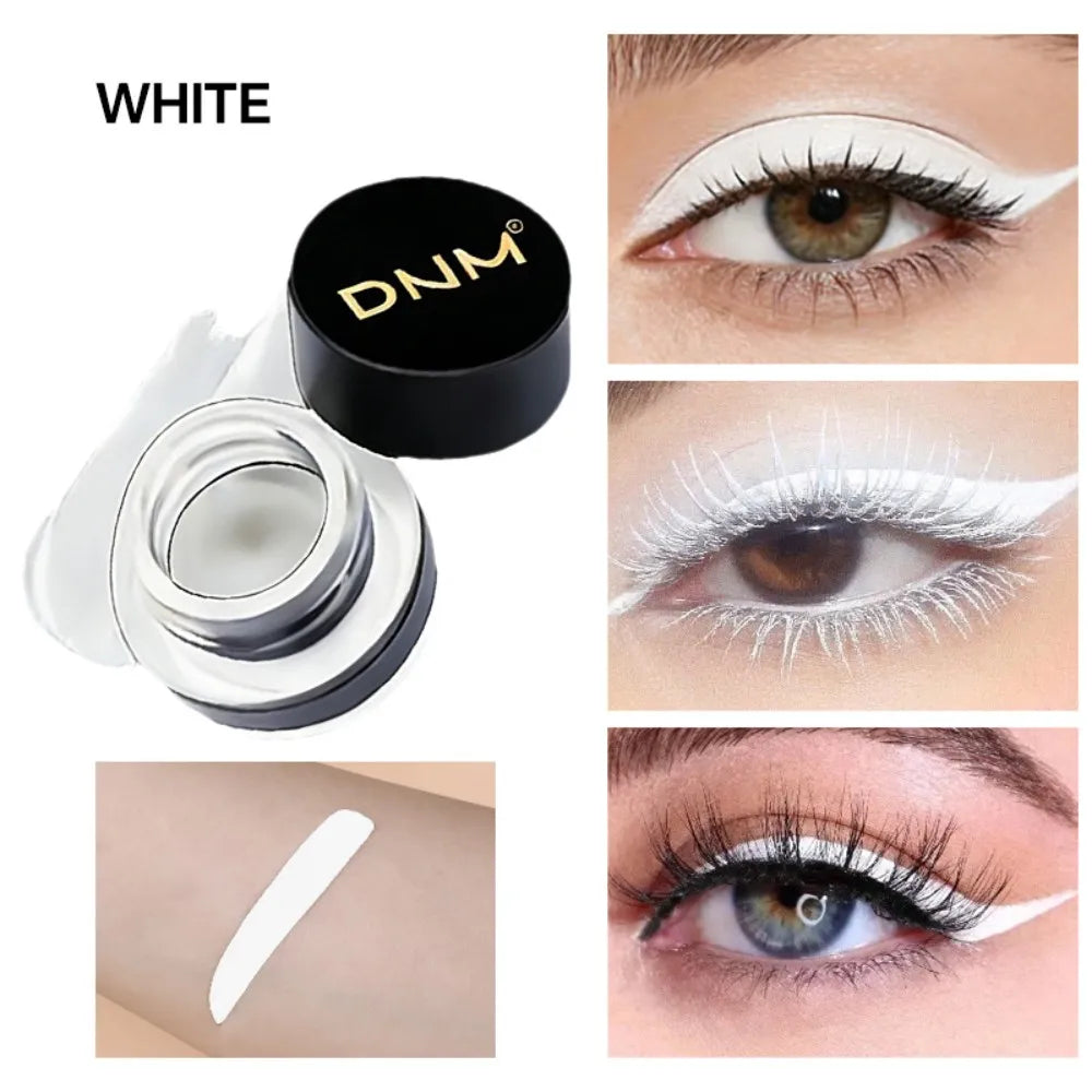 Waterproof Matte Black Eye Liner Paste with Blade Brush Soft Easy Coloring Slim Bold Gel Eyeliner Silkworm Cream Natural Tint