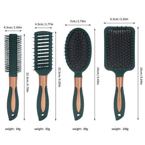 Massage Oval Comb Hair Brush Set Anti Static With Silicone Cushion Base Detangling Brush Round Hair Brush Vent Hair Brush