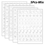 5Pcs Hollow Out Butterfly Nail Art Stencils Stickers Spray Painted Design Love Pattern Template Nail Decals Auxiliary Tools