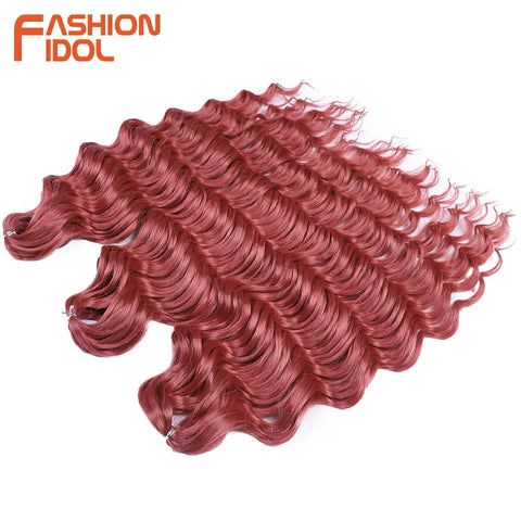 Anna Hair Synthetic Loose Deep Wave Braiding Hair Extensions 24 Inch Water Wave Braid Hair Ombre Blonde Twist Crochet Curly Hair