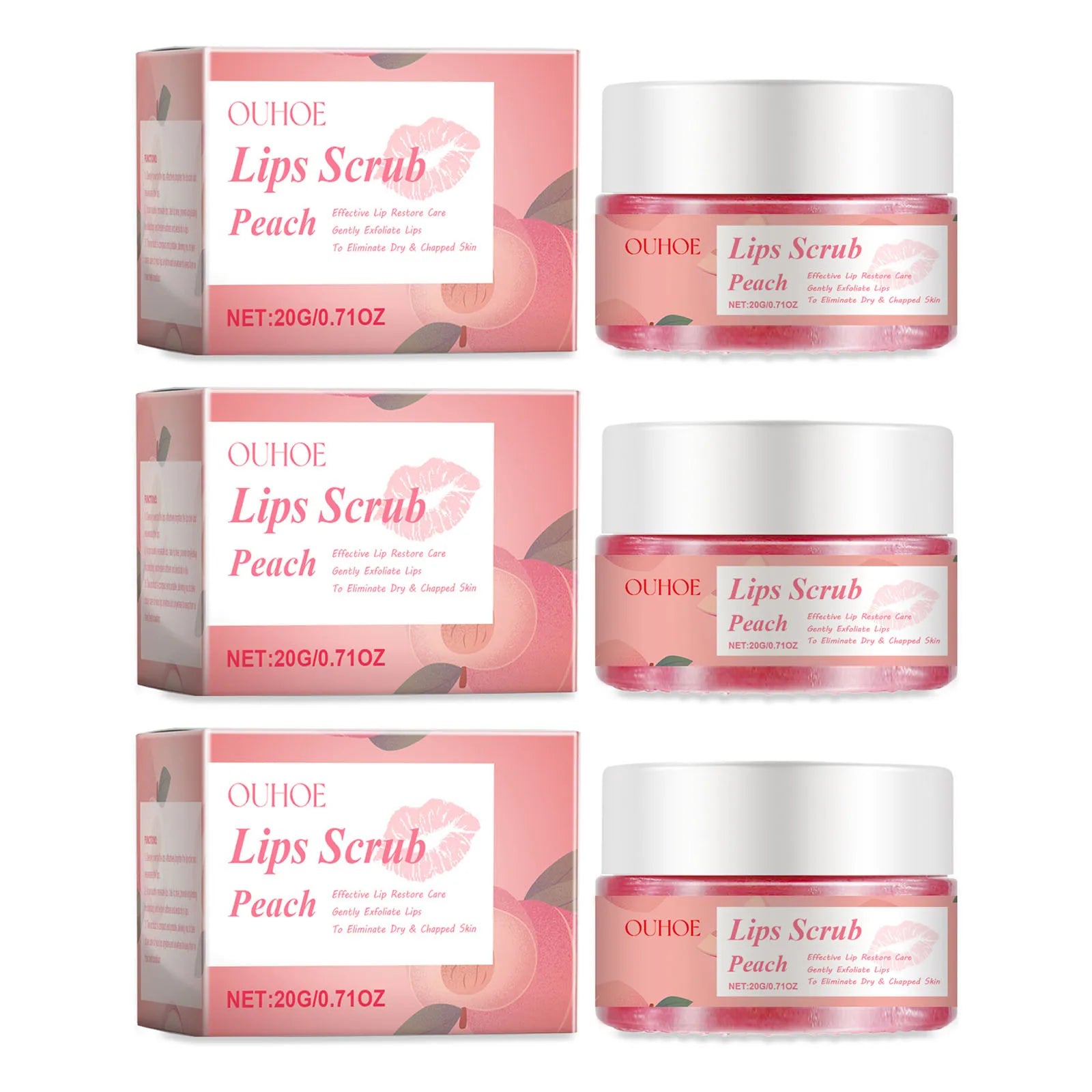 Peach Brightening Lip Scrub Exfoliating Pink Plumper Moisturize Smooth Skin Repair Lighten Fine Line Dead Skin Remover Lip Scrub