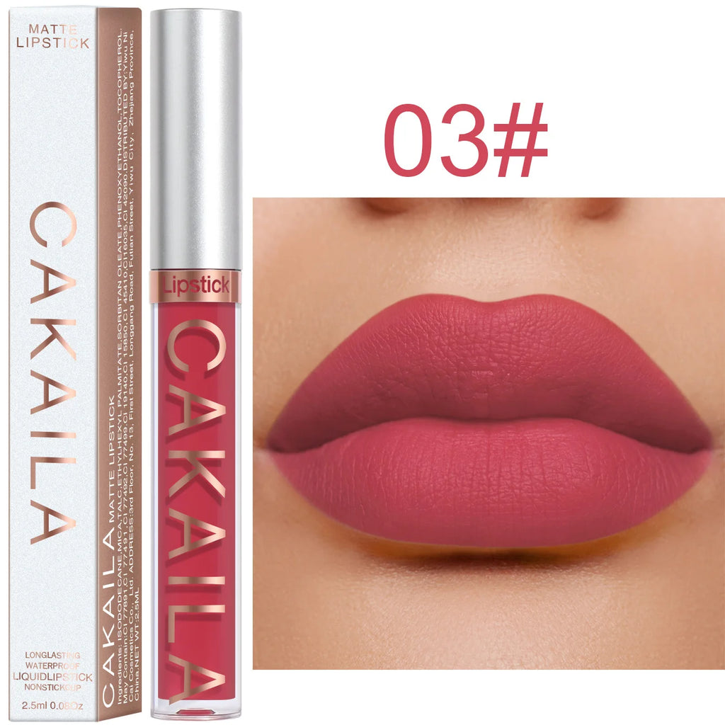 CAKAILA Waterproof Liquid Lipstick Set - Nude, Matte Red | 24-Hour Long-Lasting Lip Gloss | Suitable For All Skin Types