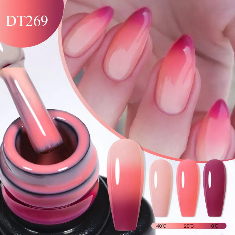 MEET ACROSS 7ml Thermal Gel Nail Polish Ultra-thin 3 Layers Temperature Changing Soak Off Nail Art Gel Varnish For Manicure