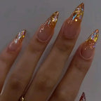 Exaggerate Punk Extra Long Pointed Fake Nails Art Dark Y2K Black Spider Centipede Rhinestone False Nail Press on Nails Manicure