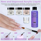 NOCIS Acrylic Nail Kit: Professional Nails Kit Acrylic Set Clear White Pink Acrylic Powder and Liquid Set with Acrylic Nail Starter Kit for DIY Home Use.