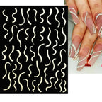 Adhesive stickers with European and American style cross snake black and white wave dot hot silver line letter nail stickers